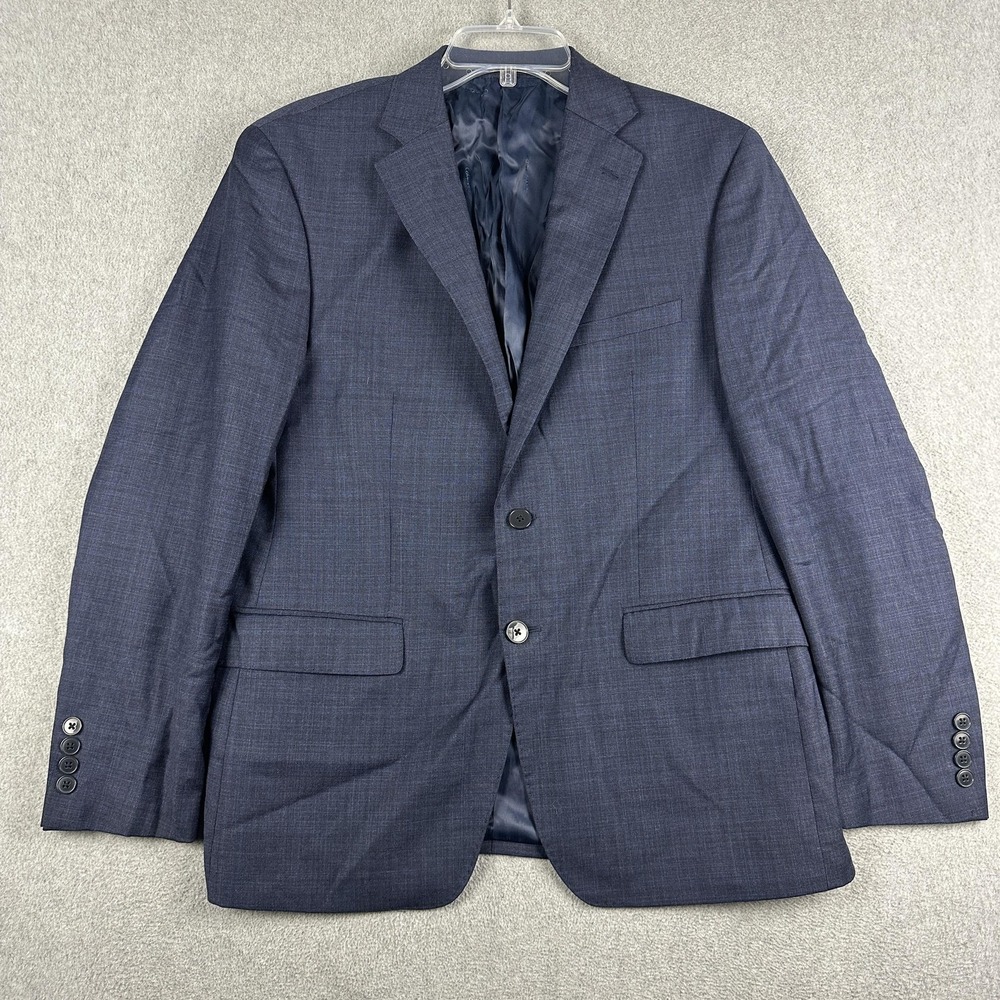 Calvin Klein Suit Jacket Mens 42S Blue Wool Natural Stretch 2 Button Notch Lapel